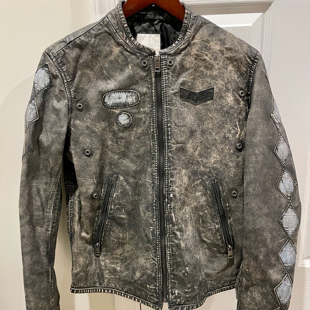 Diesel JADEX 100% Leather Biker Jacket boys size 16 / womens XS - NWOT